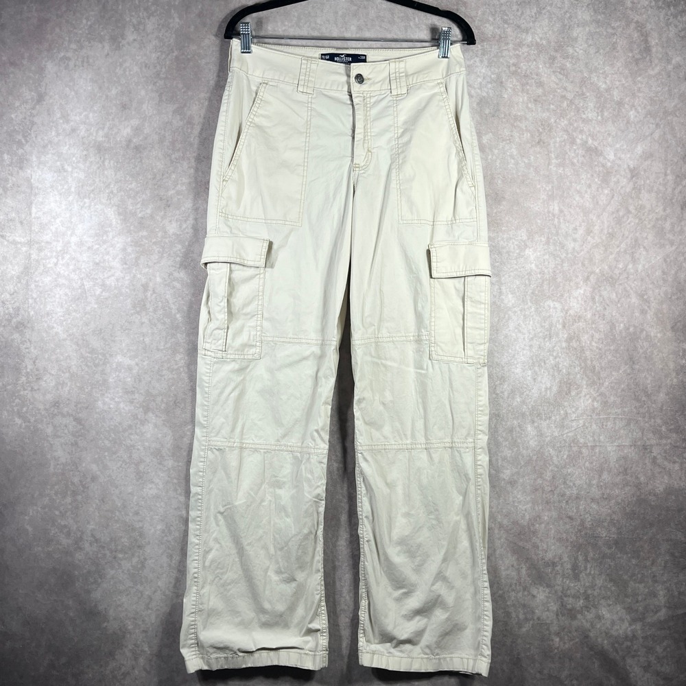Hollister High Rise‎ Vintage Baggy Pants Womens 28R Beige Utility Skater Pockets
